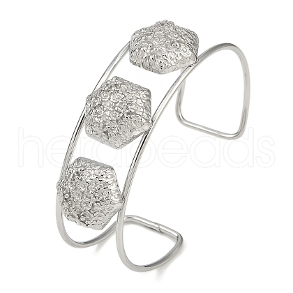 Non-Tarnish 304 Stainless Steel Wide Textured Open Cuff Bangles BJEW-Q348-05P-11-1
