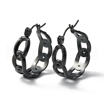 304 Stainless Steel Curb Chain Chunky Hoop Earrings for Women EJEW-P197-05EB-1