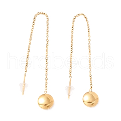 Long Chain with Round Ball Dangle Stud Earrings EJEW-A067-17G-1