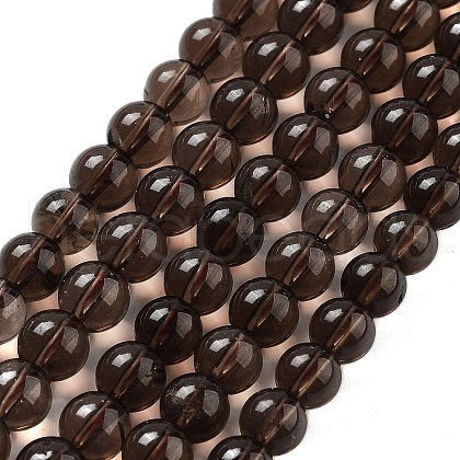 Natural Smoky Quartz Round Beads Strands X-G-E329-6mm-38A-1