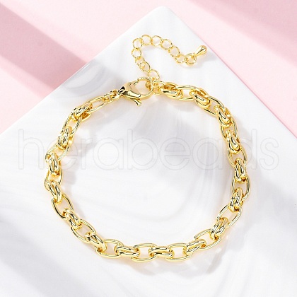 Brass Cable Chain Bracelets for Women Men BJEW-K273-02G-1