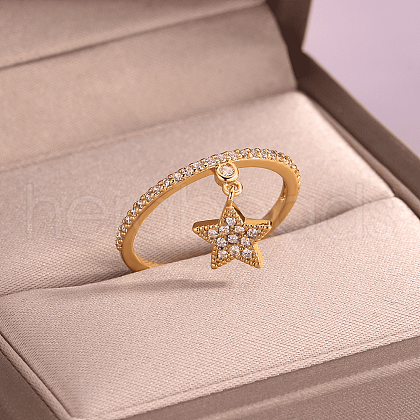 Brass Micro Pave Cubic Zirconia Finger Rings for Women SB7681-3-1