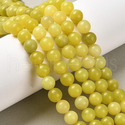 Natural Lemon Jade Round Bead Strands G-E334-8mm-07-1