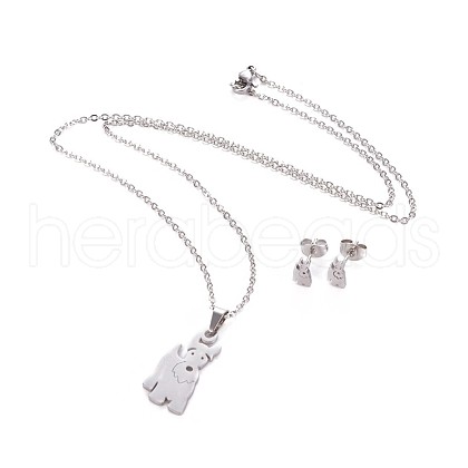 304 Stainless Steel Puppy Jewelry Sets SJEW-F208-06P-1