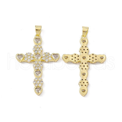 Rack Plating Brass Micro Pave Cubic Zirconia Pendants ZIRC-I061-05G-1