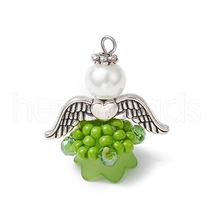 Glass Seed Beaded Angel Pendants PALLOY-MZ00714-04-1