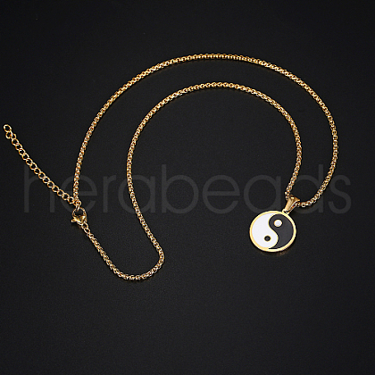 Stainless Steel Enamel Yin Yang Pendant Necklaces for Women VV9279-1-1