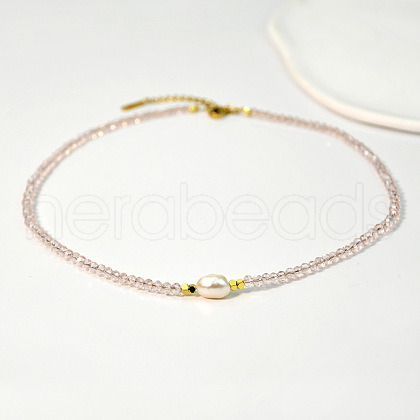 Mother's Day Jewellery Natural Freshwater Pearl & Glass Beaded Necklaces for Women AC5368-8-1