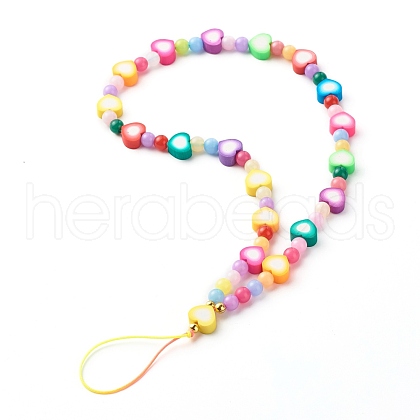 Imitation Jelly Acrylic Beads and Handmade Polymer Clay Beads Mobile Straps HJEW-JM00553-1
