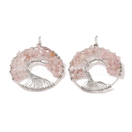 Natural Rose Quartz Big Pendants G-G910-K30-P-1