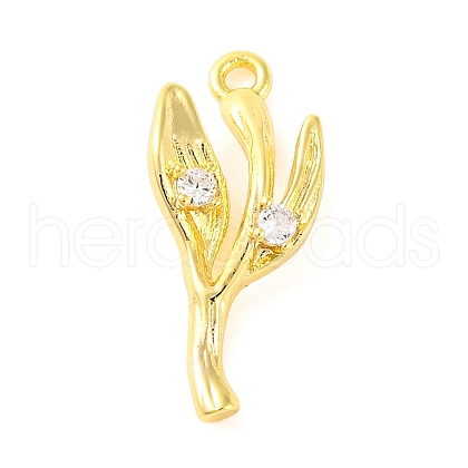 Brass Pave Clear Cubic Zirconia Pendants KK-Z051-02G-01-1