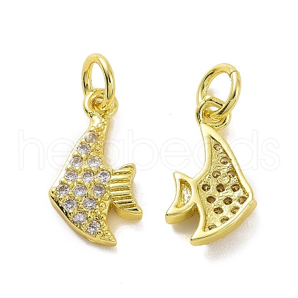 Brass Micro Pave Clear Cubic Zirconia Charms KK-E068-VF061-1