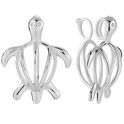 Beebeecraft 1Pc Rhodium Plated 925 Sterling Silver Cage Pendants STER-BBC0007-19-1