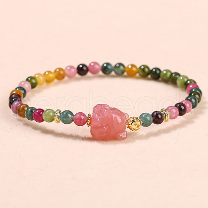 Natural Chalcedony Round Beads Stretch Bracelets WGA2183-05-1
