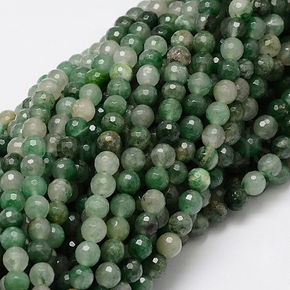 Faceted Round Natural Chrysoprase Bead Strands G-L437-07-6mm-1