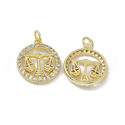 Real 18K Gold Plated Brass Micro Pave Clear Cubic Zirconia Pendants KK-E068-VB409-7-1