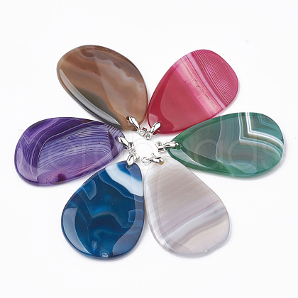 Dyed Natural Brazilian Agate Big Pendants G-T104-16-1