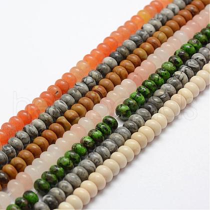 Mixed Natural Gemstone Beads Strands G-G665-M-6x4mm-1