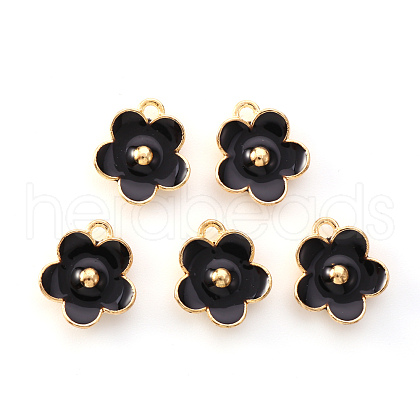 Light Gold Plated Alloy Enamel Pendants X-ENAM-R136-16E-1