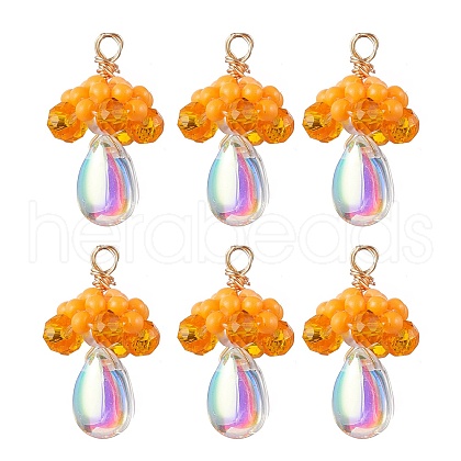 Glass Seed Beaded Jellyfish Pendants PALLOY-MZ00706-05-1