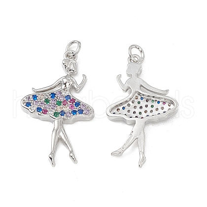 Brass Micro Pave Cubic Zirconia Pendants KK-E068-VB140-1