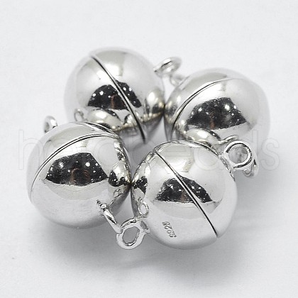 Anti-Tarnish Rhodium Plated 925 Sterling Silver Magnetic Clasps STER-F037-098P-8mm-1