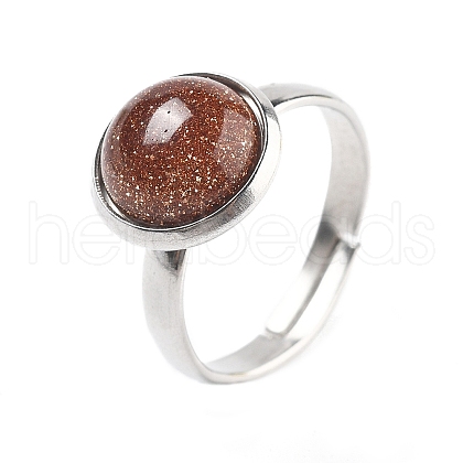 Half Round Synthetic Goldstone Finger Rings RJEW-M062-01P-27-1