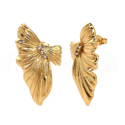 304 Stainless Steel Rhinestone Stud Earrings EJEW-P316-02G-1