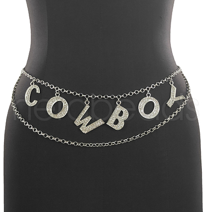Alloy Crystal Rhinestone Cowboy Tassel Body Chains WG5CCBF-01-1