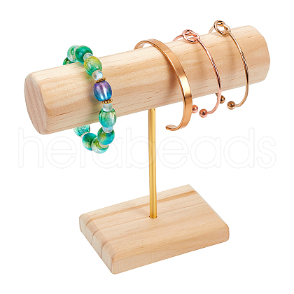 Wood T Bar Bracelet Display Stands AJEW-WH0534-19B-1