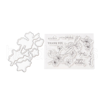 Clear Silicone Stamps and Carbon Steel Cutting Dies Set DIY-F105-08-1