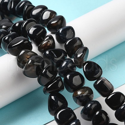 Natural Black Agate Beads Strands G-H295-B01-15-1
