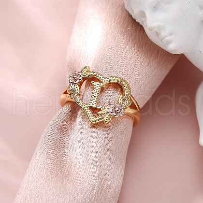 Heart with Flower Hollow Out Brass Finger Rings FS-WG99C3E-45-1
