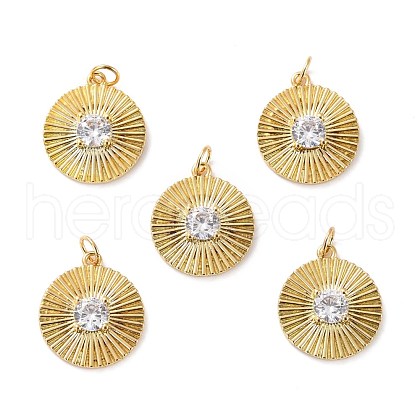 Brass Micro Pave Cubic Zirconia Pendants ZIRC-P092-016G-RS-1