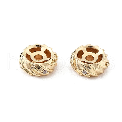 Brass Micro Pave Clear Cubic Zirconia Spacer Beads KK-K371-31G-1
