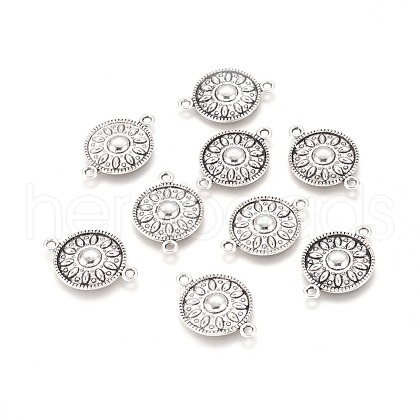 Flat Round Tibetan Style Alloy Links connectors TIBEP-R345-11AS-RS-1