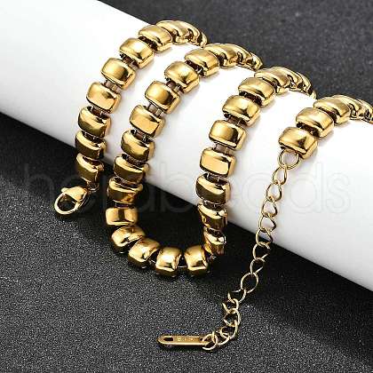 304 Stainless Steel Rectangle Link Chain Neklaces for Women NJEW-R024-01G-1