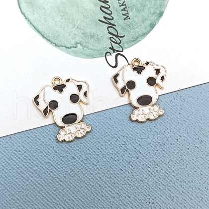 Alloy Enamel Puppy Pendants PW-WG22495-06-1