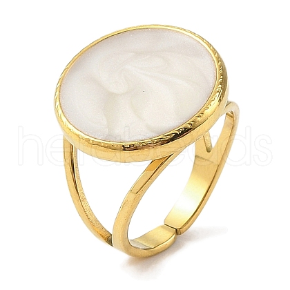 Ion Plating(IP)  304 Stainless Steel Enamel Open Cuff Rings for Women RJEW-F166-53G-01-1