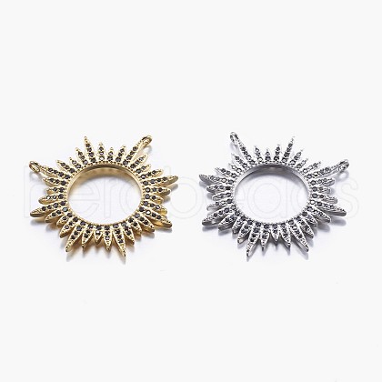 Brass Micro Pave Cubic Zirconia Solar Eclipse Pendants ZIRC-A008-04-1
