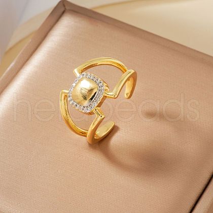 Elegant Geometric Brass Micro Pave Cubic Zirconia Cuff Open Rings for Women ED4518-3-1