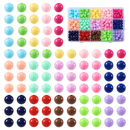300Pcs 15 Colors Opaque Acrylic Beads SACR-TA0001-13-1