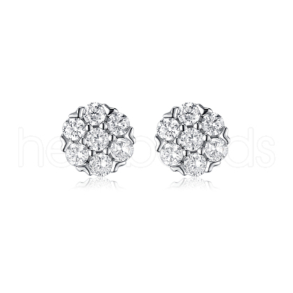 Elegant Round Silver Earrings with Zirconia OQ0378-1