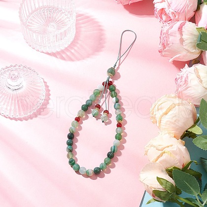Natural Green Aventurine Mobile Straps HJEW-JM03420-03-1