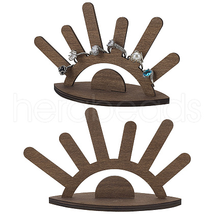 FINGERINSPIRE 2Pcs Sun Rise Shaped Wooden Ring Display Stands RDIS-FG0001-27-1