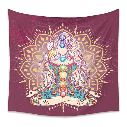 Yoga Meditation Trippy Polyester Wall Hanging Tapestry PW23040447558-1