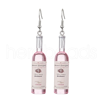 Wine Bottle Resin Dangle Earrings EJEW-JE05878-02-S-1