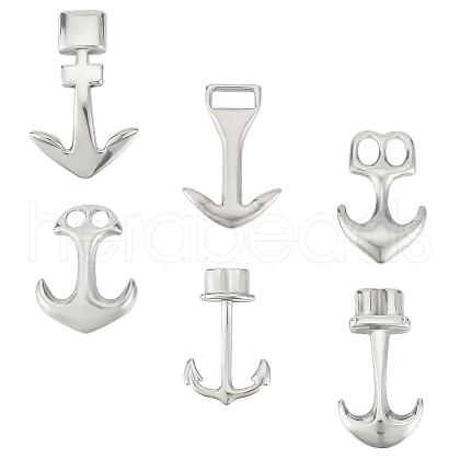 Unicraftale 6Pcs 6 Styles 304 Stainless Steel Anchor Hook Clasps STAS-UN0050-80-1