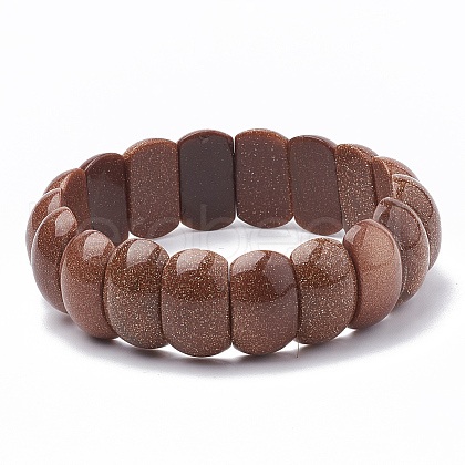 Synthetic Goldstone Beaded Stretch Bracelets BJEW-S137-11-1