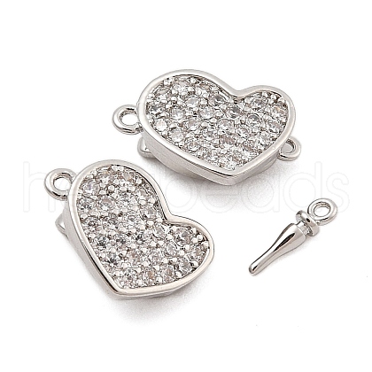 Brass Micro Pave Clear Cubic Zirconia Box Clasps KK-C075-14P-1